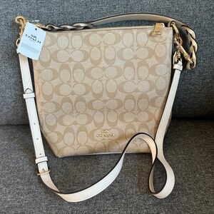 NWT! RARE! Coach 87826 Mini Abby Duffle In Signature Canvas In Light Khaki/Chalk